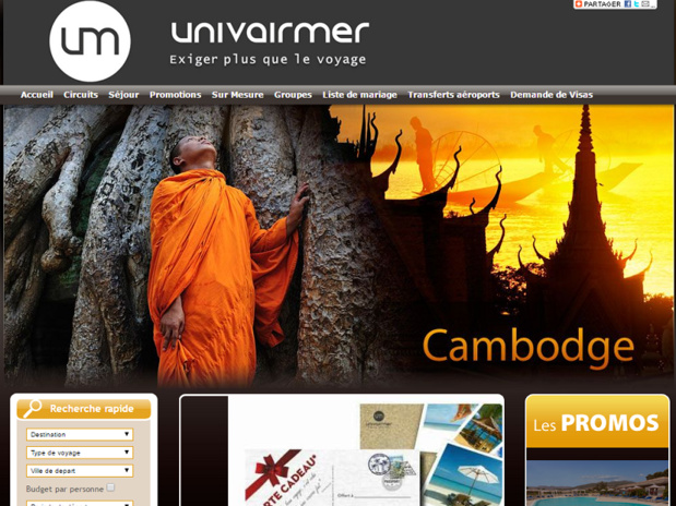 Univairmer continue de développer son réseau d'agences de voyages en France - Capture d'écran