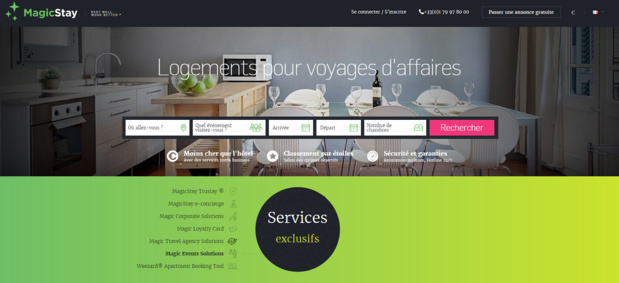 MagicStay est une plateforme de location d'hébergements pour les professionnels - Capture d'écran