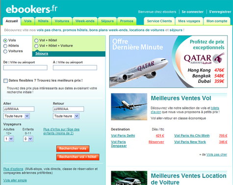 ebookers.fr : croissance de 85% de ses visiteurs uniques en 2008 