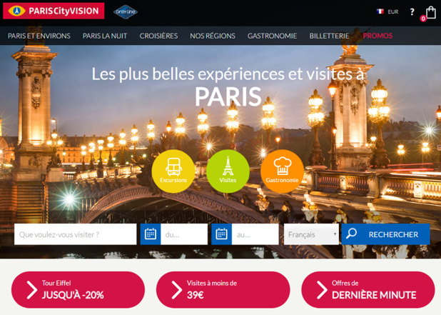 Le nouveau site Internet de ParisCityVision dispose d'une section dédiée aux voyageurs français - Capture d'écran
