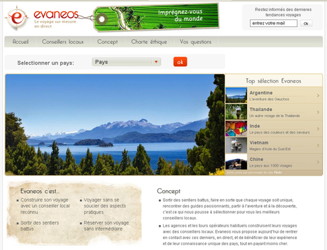 Le site Evaneos.com lancé début janvier 2009 Le site Evaneos.com lancé début janvier 2009