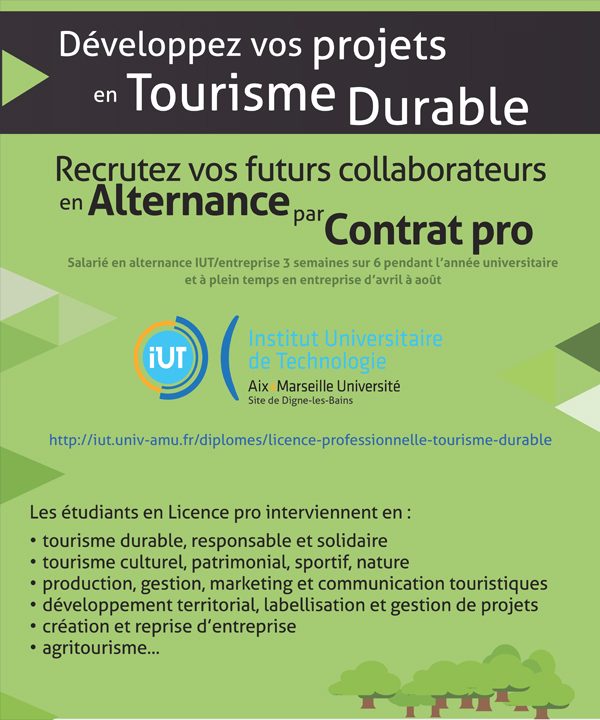 Licence professionnelle Tourisme durable en alternance