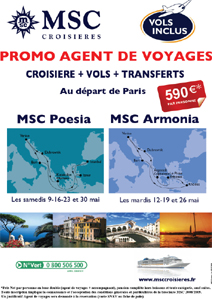 MSC Croisières : promos agents de voyages en mai MSC Croisières : promos agents de voyages en mai