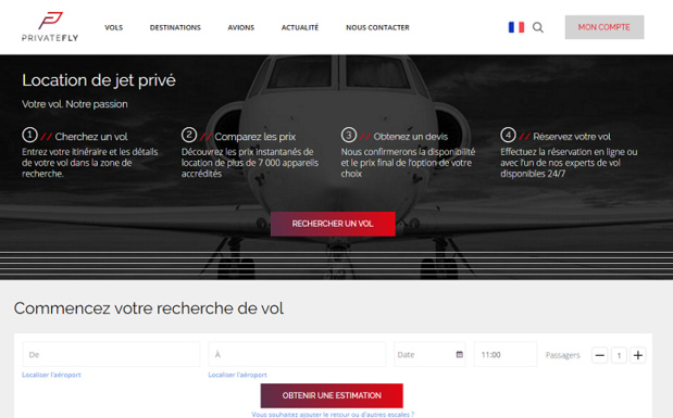 PrivateFly rénove son site Internet et présente un nouveau logo - Capture d'écran PrivateFly rénove son site Internet et présente un nouveau logo - Capture d'écran