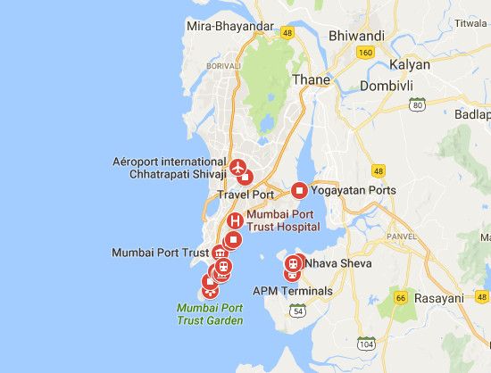 Il est désormais possible d'arriver en Inde par le port de Mumbai avec un visa électronique - DR : Google Maps