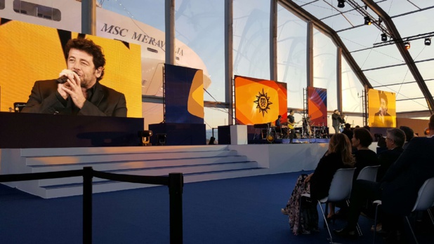 Patrick Bruel a enflammé la salle lors de la cérémonie de baptême du MSC Meraviglia - photo CE Patrick Bruel a enflammé la salle lors de la cérémonie de baptême du MSC Meraviglia - photo CE