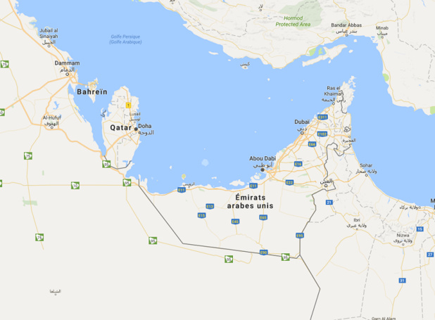 "plusieurs pays du Moyen-Orient viennent de rompre les relations diplomatiques avec le Qatar" - DR : Google Maps