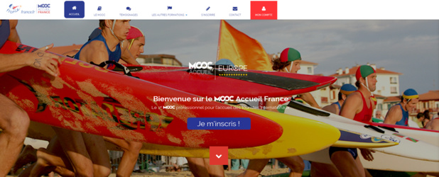 Capture d'écran de la page d'accueil du MOOC Accueil France d'Atout France Capture d'écran de la page d'accueil du MOOC Accueil France d'Atout France