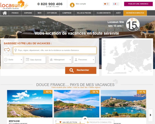 Le site Locasun, spécialiste de la location de vacances - DR