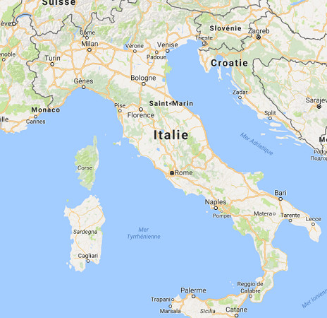La grève touchera le transport ferroviaire et le transport aérien en italie vendredi 16 juin 2017 - DR : Google Maps