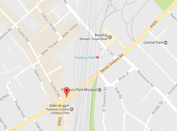 L'"attaque terroriste" s'est produite devant la mosquée de Finsbury Park, à Londres - DR : Google Maps