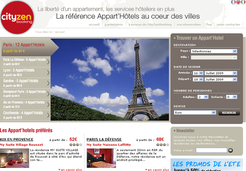 Cityzenbooking.com centralise l'offre d'Appart'hotels