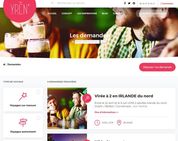 Le site Yren' se veut une place de marchés pour les professionnels du tourisme - DR Le site Yren' se veut une place de marchés pour les professionnels du tourisme - DR
