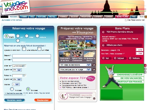 Champion toutes catégories des ventes de dernière minute (VDM) sur Internet : Voyages-sncf.com !   Tout au moins en apparence. Le site affiche en gros et en gras les réductions consenties...