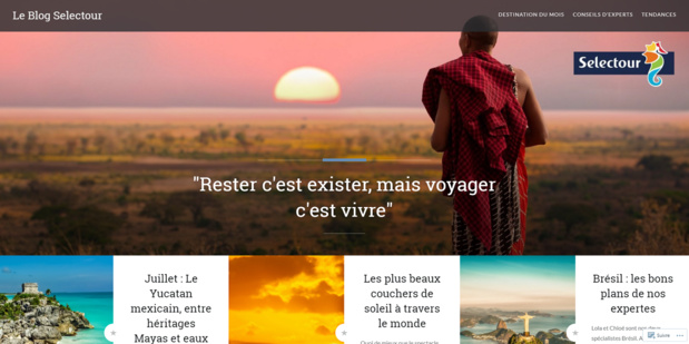 Le blog de Selectour est en ligne depuis quelques semaines - Capture d'écran Le blog de Selectour est en ligne depuis quelques semaines - Capture d'écran