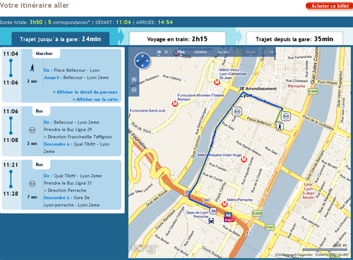 Exemple de départ de Lyon avec le service Porte @ Porte Exemple de départ de Lyon avec le service Porte @ Porte
