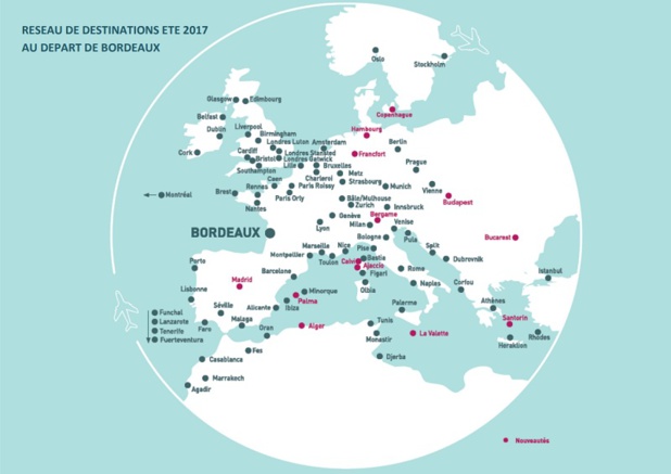 L'aéroport de Bordeaux a ajouté 12 nouvelles lignes pour la saison d’été 2017 - DR Aéroport de Bordeaux