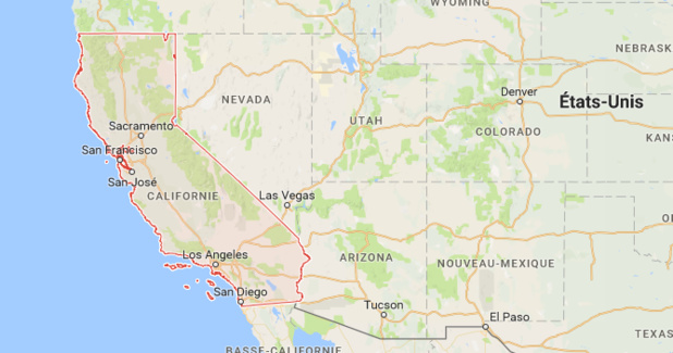 La Californie est menacée par les incendies - DR : Google Maps
