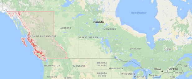 Les incendies touchent la Colombie-Britannique actuellement - DR : Google Maps Les incendies touchent la Colombie-Britannique actuellement - DR : Google Maps