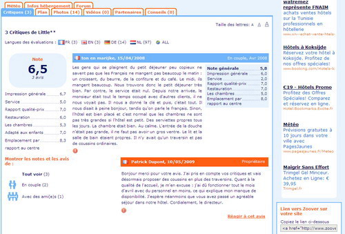 Web 2.0 : Zoover.fr propose un droit de réponse aux hôteliers 