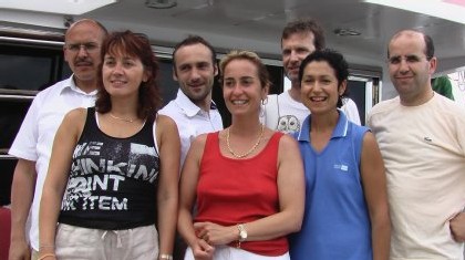 de gche à dte - Larbi Abderrahim (Autre Voyage), Nathalie Le Pourhiet (Excellent Voyages), Yohan Roy (Impact ASie Voyages), Danielle Alvarez (La Carte des Voyages), Philippe Marais (Saïga), Antoinette Cochet (Gyga Voyages) et Reda Adkache (Majestic Voya