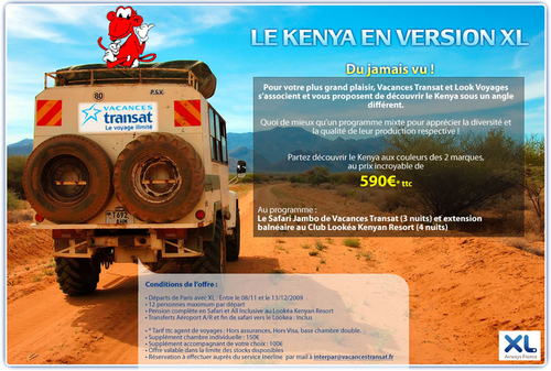 Vacances Transat/Look Voyages : offre agent de voyages au Kenya