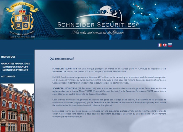 Depuis le 3 août 2017, Schneider Securities - SB Securities Ltd n'est plus autorisée à exercer en tant que garant financier en France - DR : Capture d'écran Schneider-securities.com