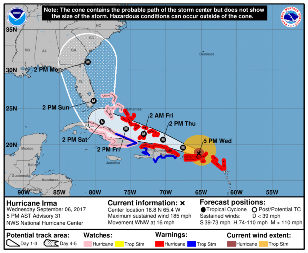L'ouragan Irma poursuit sa route vers la Floride et les Bahamas L'ouragan Irma poursuit sa route vers la Floride et les Bahamas