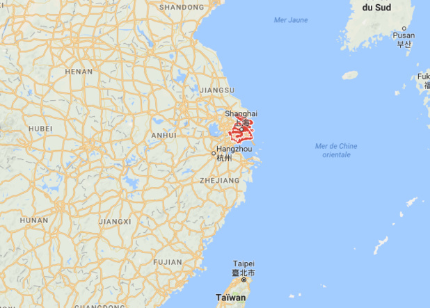 Les régions de l'Est de la Chine, autour de Shanghai, seront touchées par le passage du typhon Talim dans les prochains jours - DR : Google Maps Les régions de l'Est de la Chine, autour de Shanghai, seront touchées par le passage du typhon Talim dans les prochains jours - DR : Google Maps