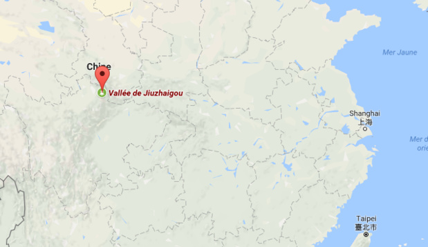 Le site touristique de la vallée de Jiuzhaigou est situé dans la province du Sichuan, en Chine - DR : Google Maps