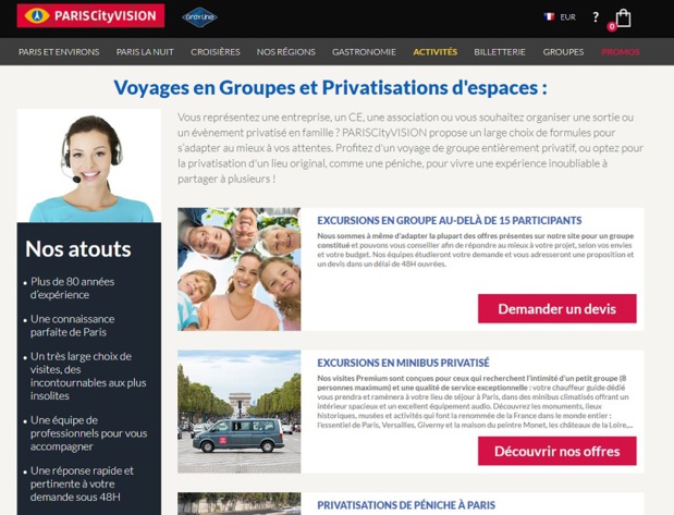 Paris, province, Europe... PARISCityVISION élargit son offre pour les groupes, dès l'été 2018 - DR : Site web PARISCityVISION Paris, province, Europe... PARISCityVISION élargit son offre pour les groupes, dès l'été 2018 - DR : Site web PARISCityVISION