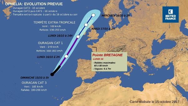 L'ouragan Ophelia se dirige vers les côtes irlandaises