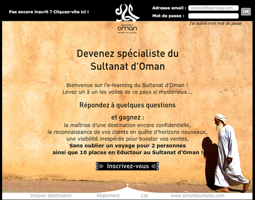 Page d'accueil de l'e-learning du Sultanat d'Oman - Cliquer pour rejoindre