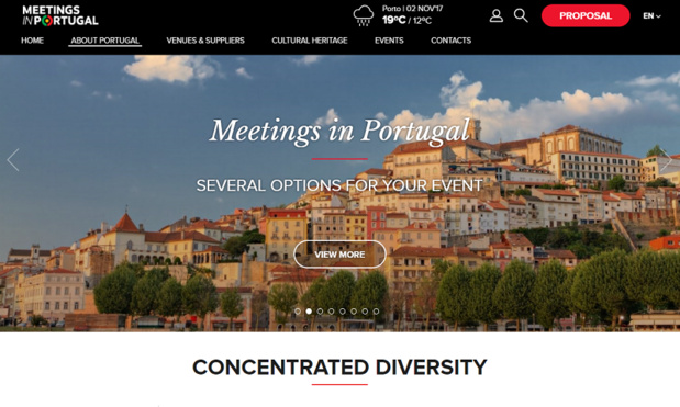 Le Portugal a lancé une plateforme dédiée au tourisme d'affaires - Capture écran Le Portugal a lancé une plateforme dédiée au tourisme d'affaires - Capture écran