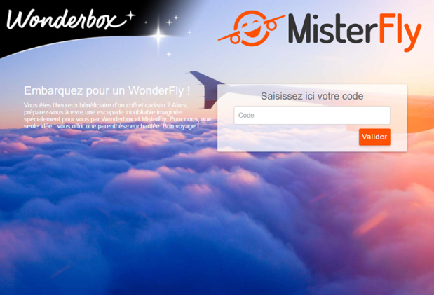 Le site de réservation Wonderbox - Misterfly - DR Le site de réservation Wonderbox - Misterfly - DR