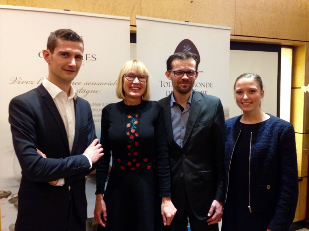 Benjamin Morin, responsable développement de Chalets de cœur, Sandrine Davière, Directrice Générale Spas Ô des Cimes, Jean-François Mercier Directeur Commercial CGH Résidences & Spas et Estelle Davière, assistante commerciale.