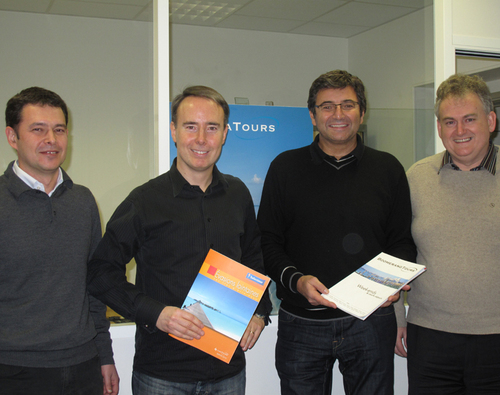 Pascal Villa, directeur financier, Philippe Sangouard directeur commercial, Oliver Kervella président de NG Travel et Christian Mazeau Pascal Villa, directeur financier, Philippe Sangouard directeur commercial, Oliver Kervella président de NG Travel et Christian Mazeau