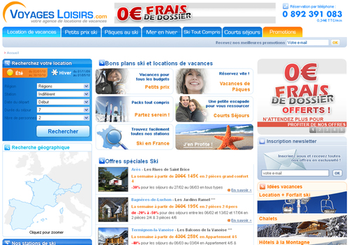 Le site B2C de Voyages Loisirs