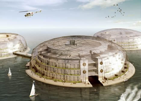 Projet de cité flottante proposé par une équipe d'architectes néerlandais