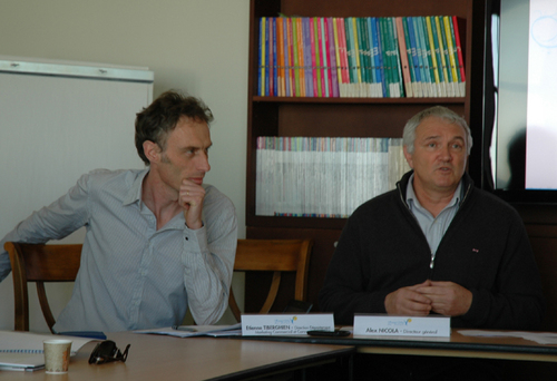 Etienne Tiberghien, Directeur Département Commercial et Marketing et Alex Nicola Directeur général dans les nouveaux locaux au SILO, sur le port autonome de Marseille Etienne Tiberghien, Directeur Département Commercial et Marketing et Alex Nicola Directeur général dans les nouveaux locaux au SILO, sur le port autonome de Marseille