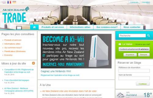 Air New Zealand : nouveau site B2B pour les agences Air New Zealand : nouveau site B2B pour les agences