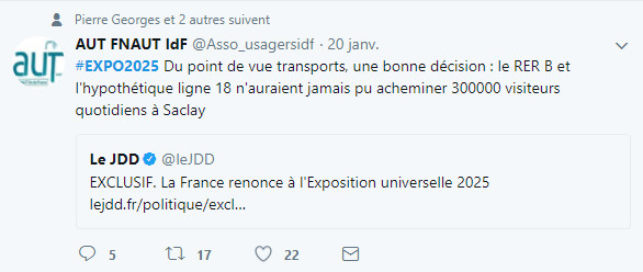 Expo Universelle 2025 : la France retire sa candidature Expo Universelle 2025 : la France retire sa candidature