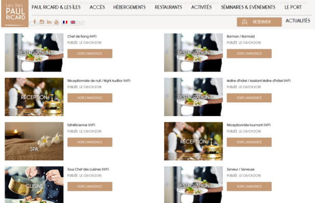 Plus de 200 postes à pourvoir aux Iles Paul Ricard dans le Var - DR Plus de 200 postes à pourvoir aux Iles Paul Ricard dans le Var - DR