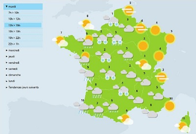 cette après-midi et jusqu'à cette nuit, les pluies neigeuses liées aux températures froides créent des verglas sur la partie ouest de la france - photo meteo france