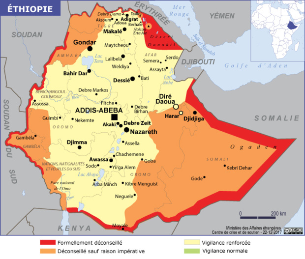 La carte du Ministère des Affaires Etrangères - DR La carte du Ministère des Affaires Etrangères - DR