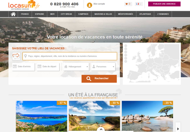 Locasun : "Nous investissons de moins en moins dans les Google Adwords. C'est de plus en plus difficile. Sur notre secteur, celui de la location de vacances, nous nous retrouvons en face de major tels qu'Airbnb, HomeAway ou encore Booking qui trustent tout." - Capture écran