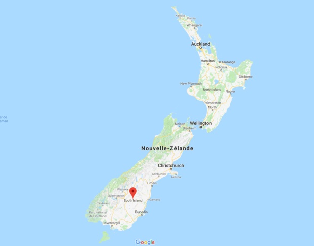 Suite aux vents violents et fortes pluies enregistrés en Nouvelle-Zélande les 20 et 21 février 2018, des inondations et glissements de terrain entraînent la fermeture de certains tronçons routiers dans le l’île du Sud - Google Map