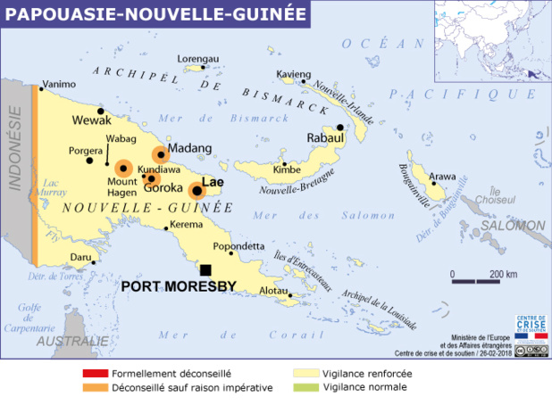 La carte publiée par le Ministère des Affaires Etrangères - DR La carte publiée par le Ministère des Affaires Etrangères - DR