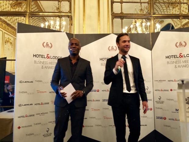 Jérôme Gruget, directeur Général du groupe Hôtel & Lodge, avec Harry Roselmack, les deux chevilles ouvrières de la soirée /photo JDL Jérôme Gruget, directeur Général du groupe Hôtel & Lodge, avec Harry Roselmack, les deux chevilles ouvrières de la soirée /photo JDL