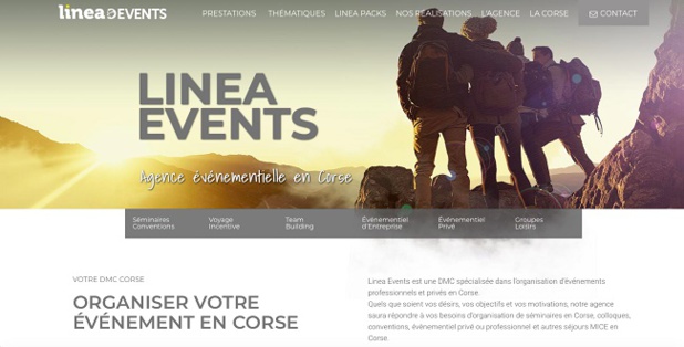 Le site Linea Events permet d'accéder à une information claire, et rapide, mais aussi de naviguer dans les différentes rubriques présentant les prestations de l’agence - Crédit photo : Linea Voyages